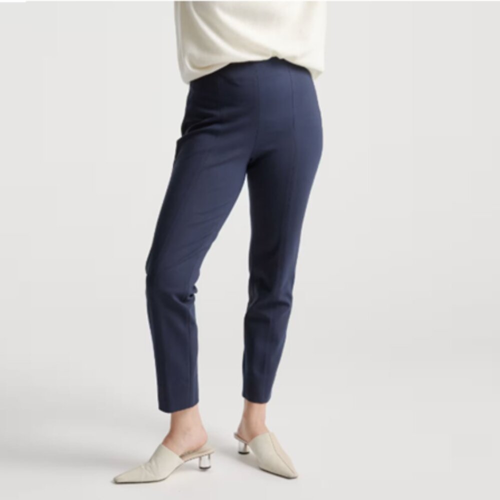 Quince Navy Blue Ponte Pants - Pintuck Ankle - XS - Extra Small - NWT